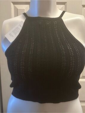 a new day Black Knit Halter Crop Camisole